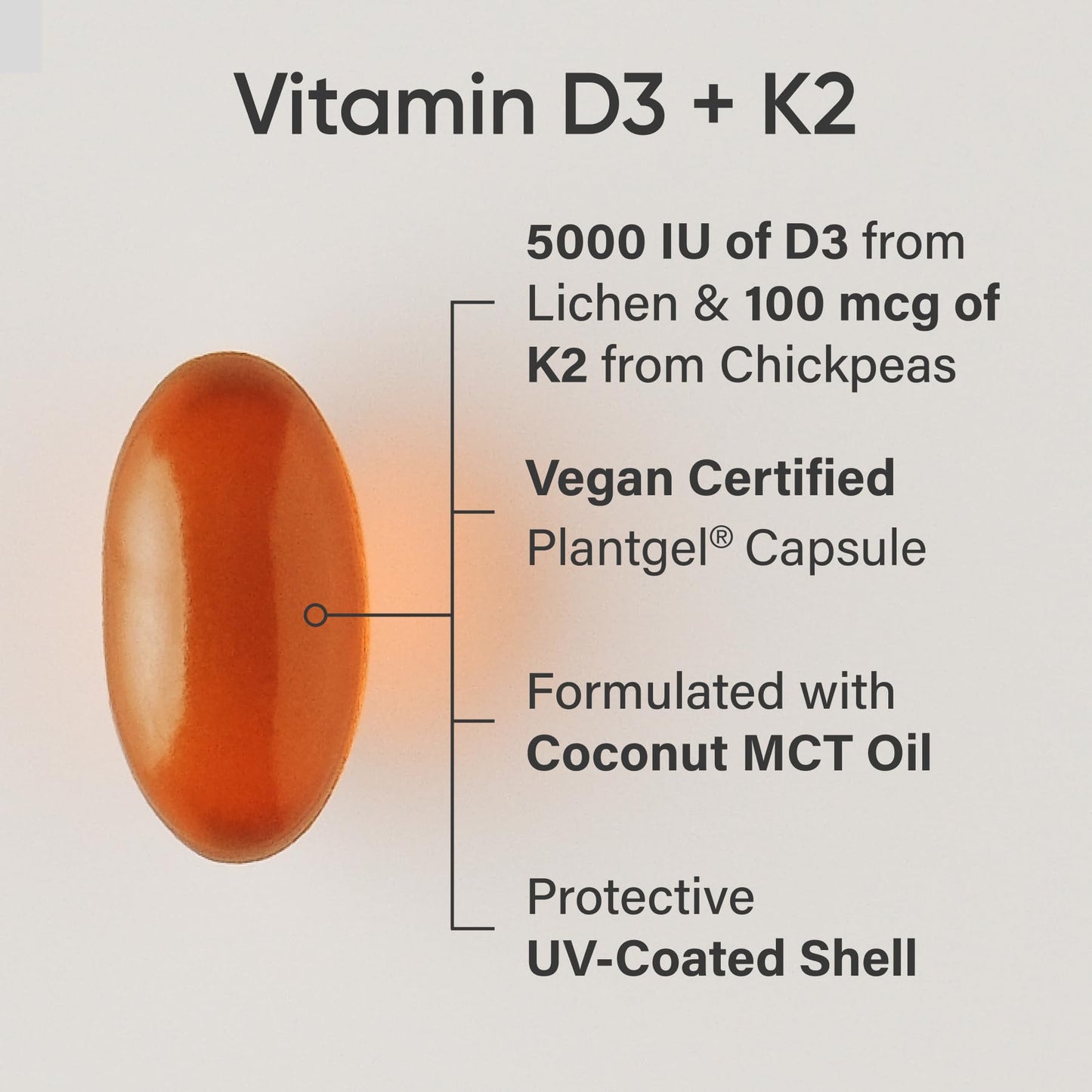Sports Research Vegan Vitamin D3 + K2 with Coconut Oil Softgels, 30 Count