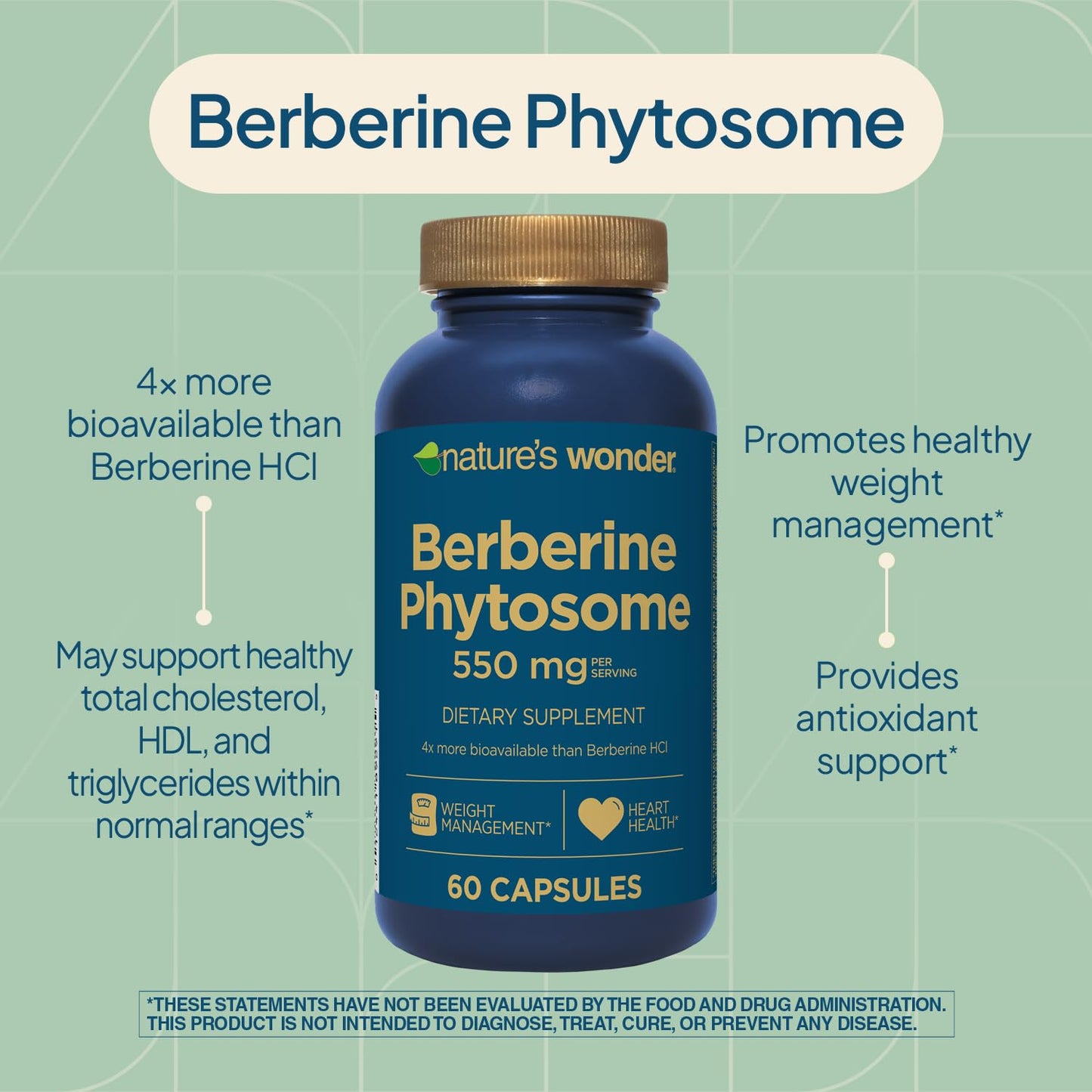Nature's Wonder Berberine Phytosome 550 mg Capsule 60 Count