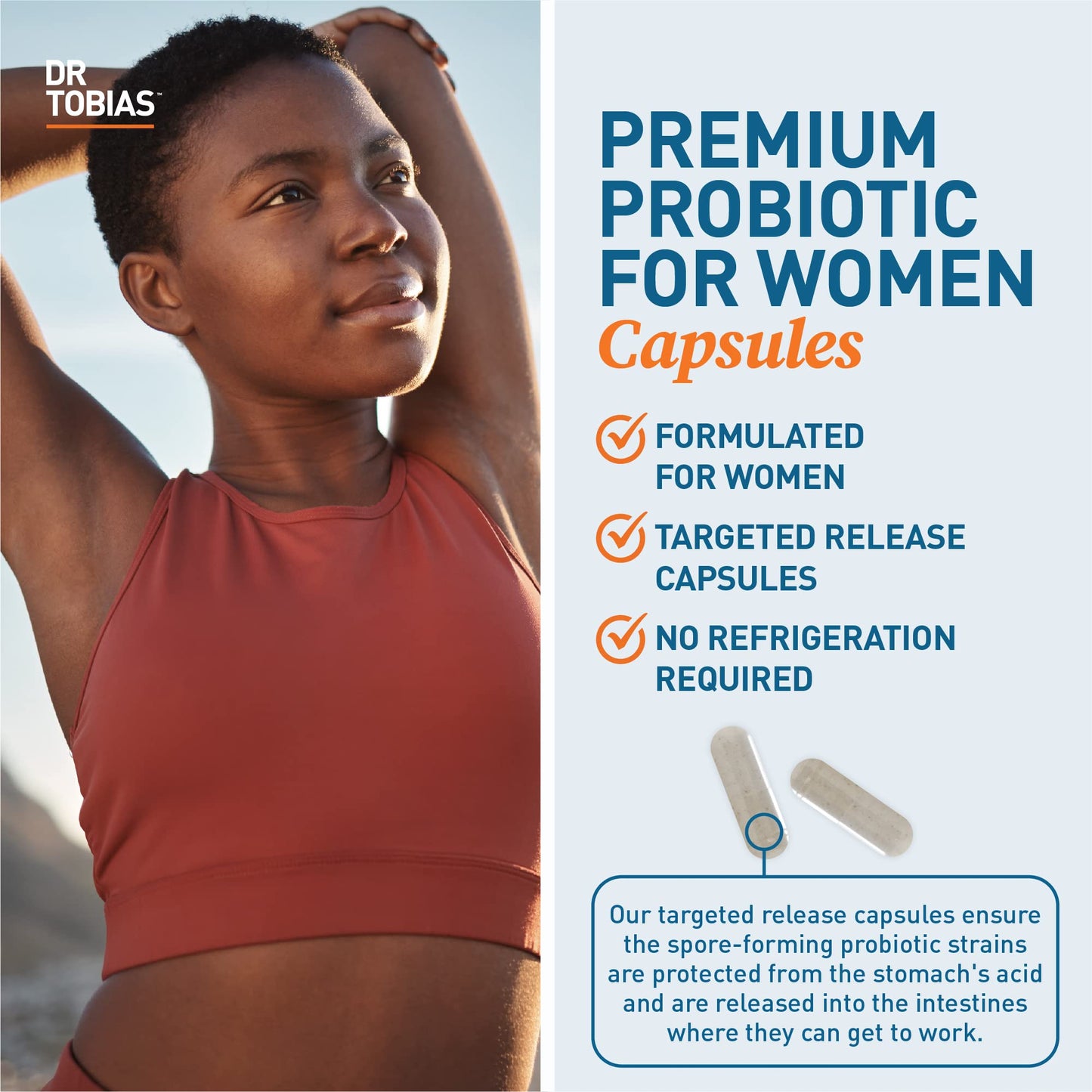 Dr. Tobias Probiotics for Women with Prebiotics & Cranberry Extract for Urinary Tract Health Capsules, 60 Count