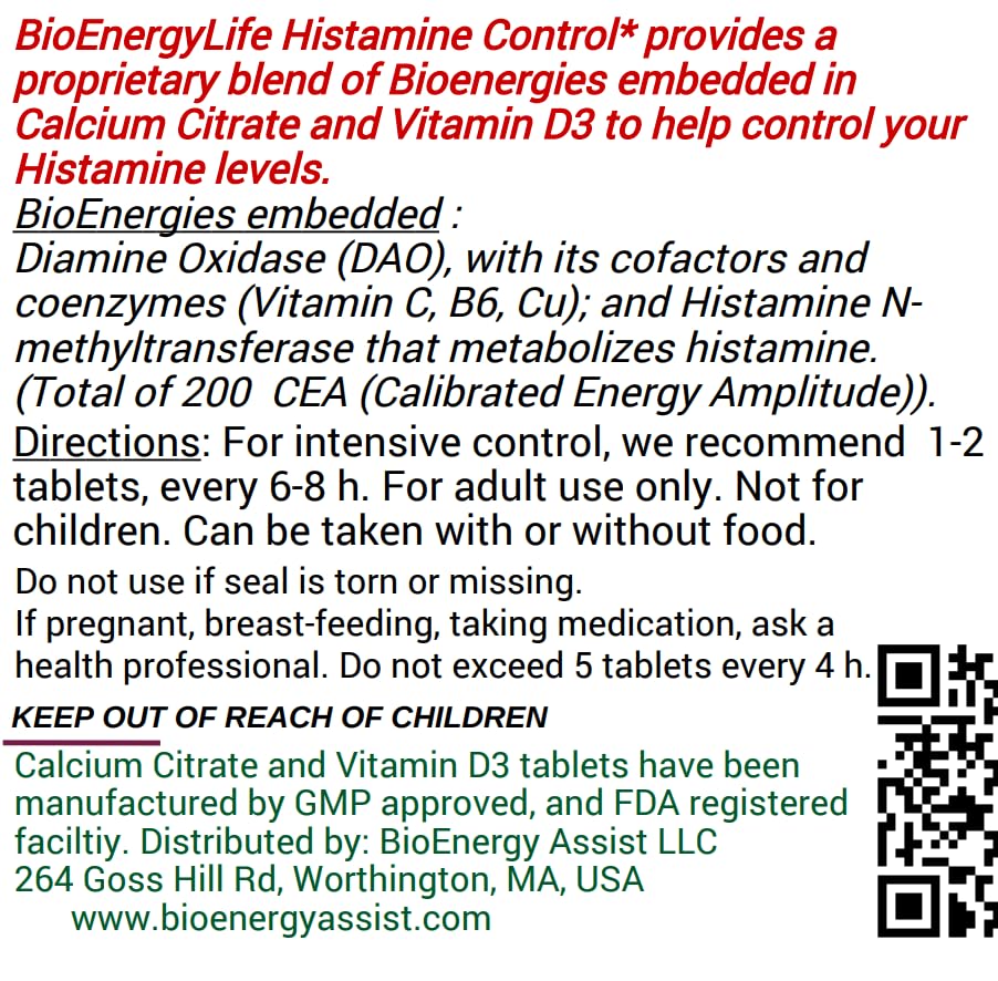 BioEnergyLife Histamine Control with Natural Energies Tablet, 120 Tablets