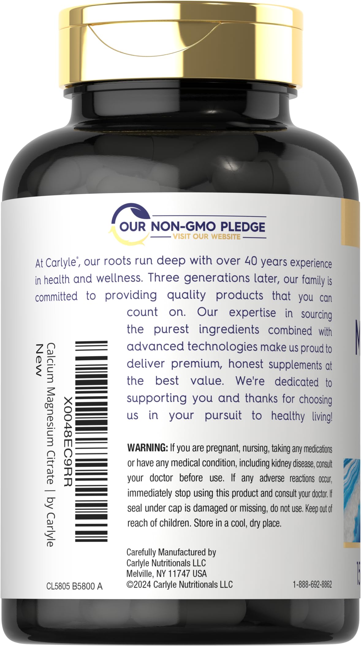 Carlyle Calcium Magnesium Citrate with Vitamin D3 Capsule, 150 Capsules