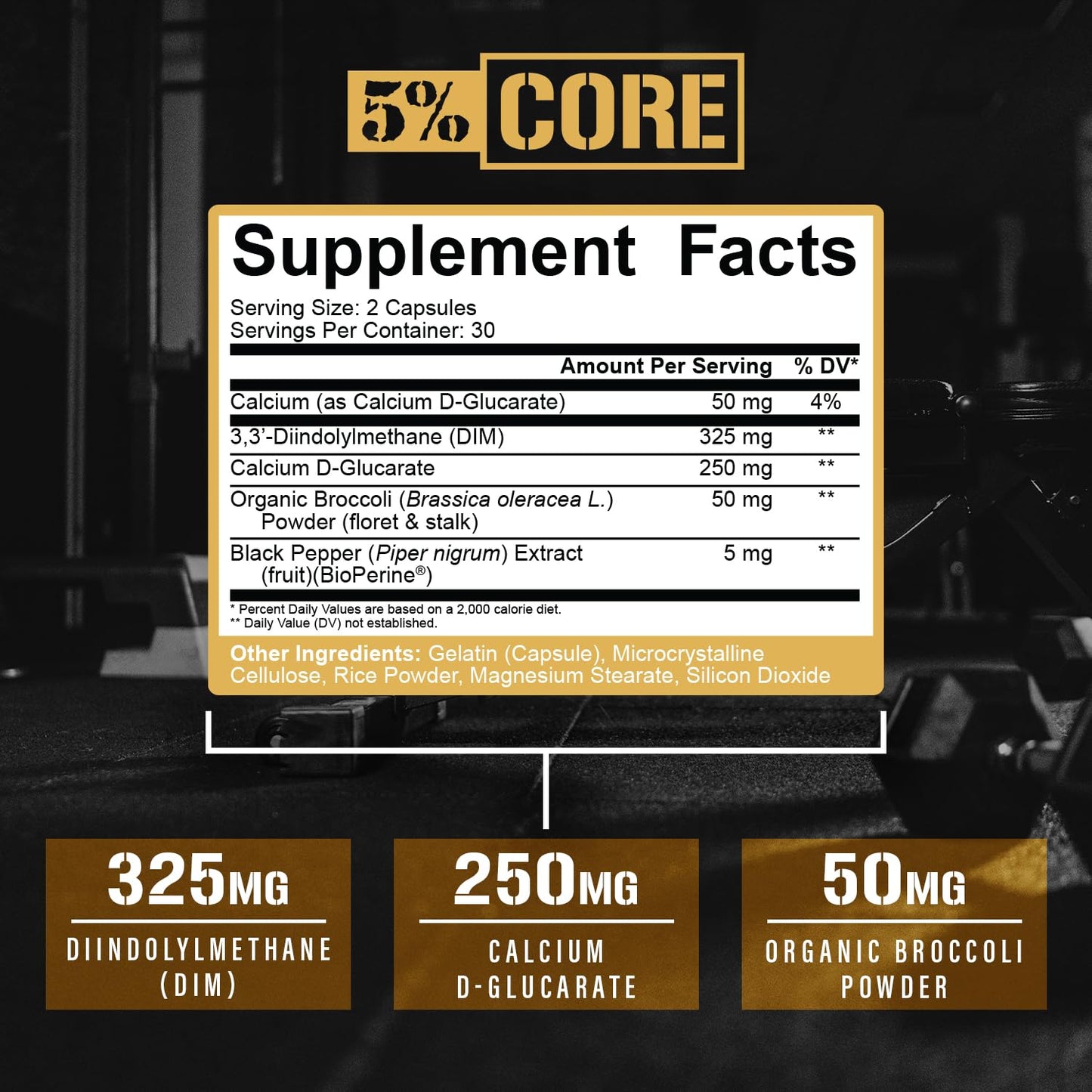 5% Nutrition Core DIM Supplement Capsules, 60 Capsules