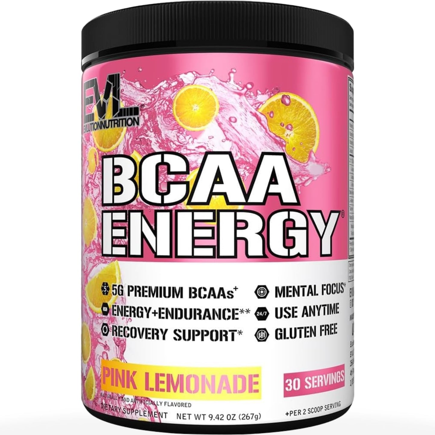 Evlution EVL BCAAs Amino Acids Powder Pink Lemonade 9.42