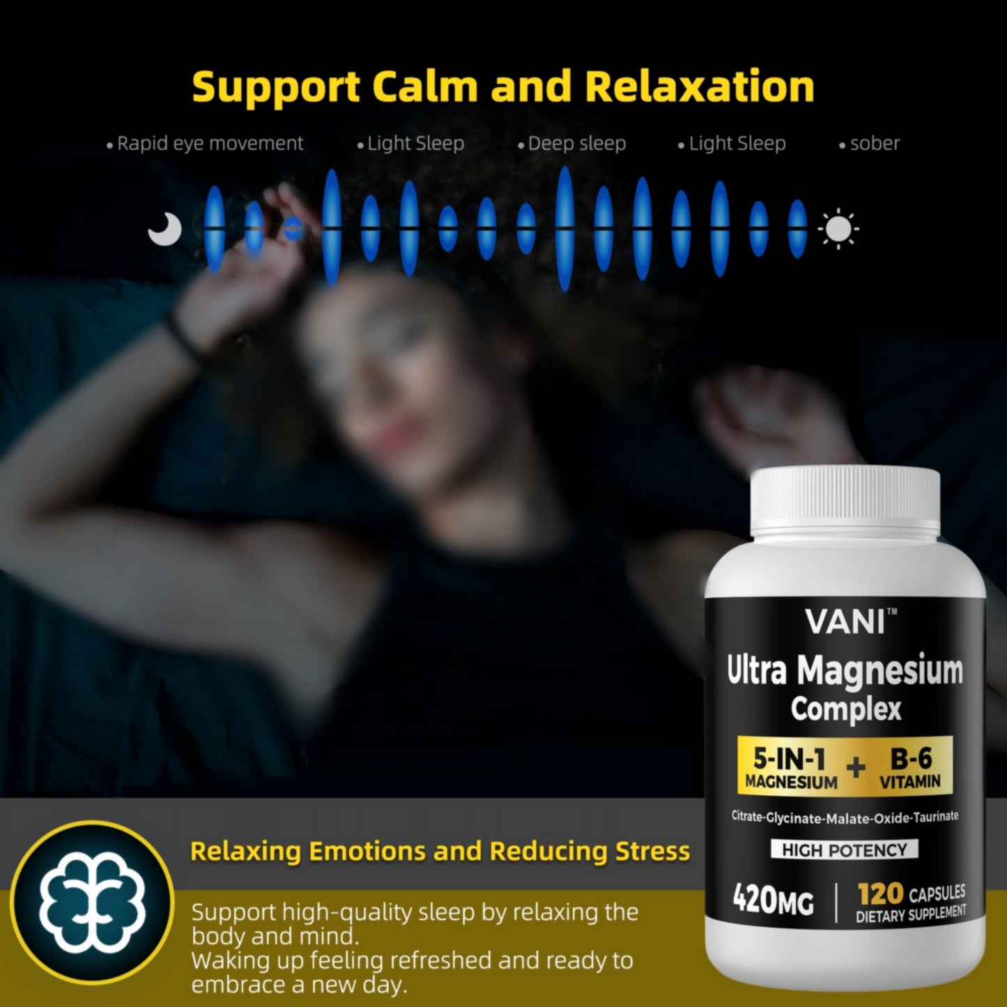 VANI Magnesium Glycinate, 420mg, 120 Capsules