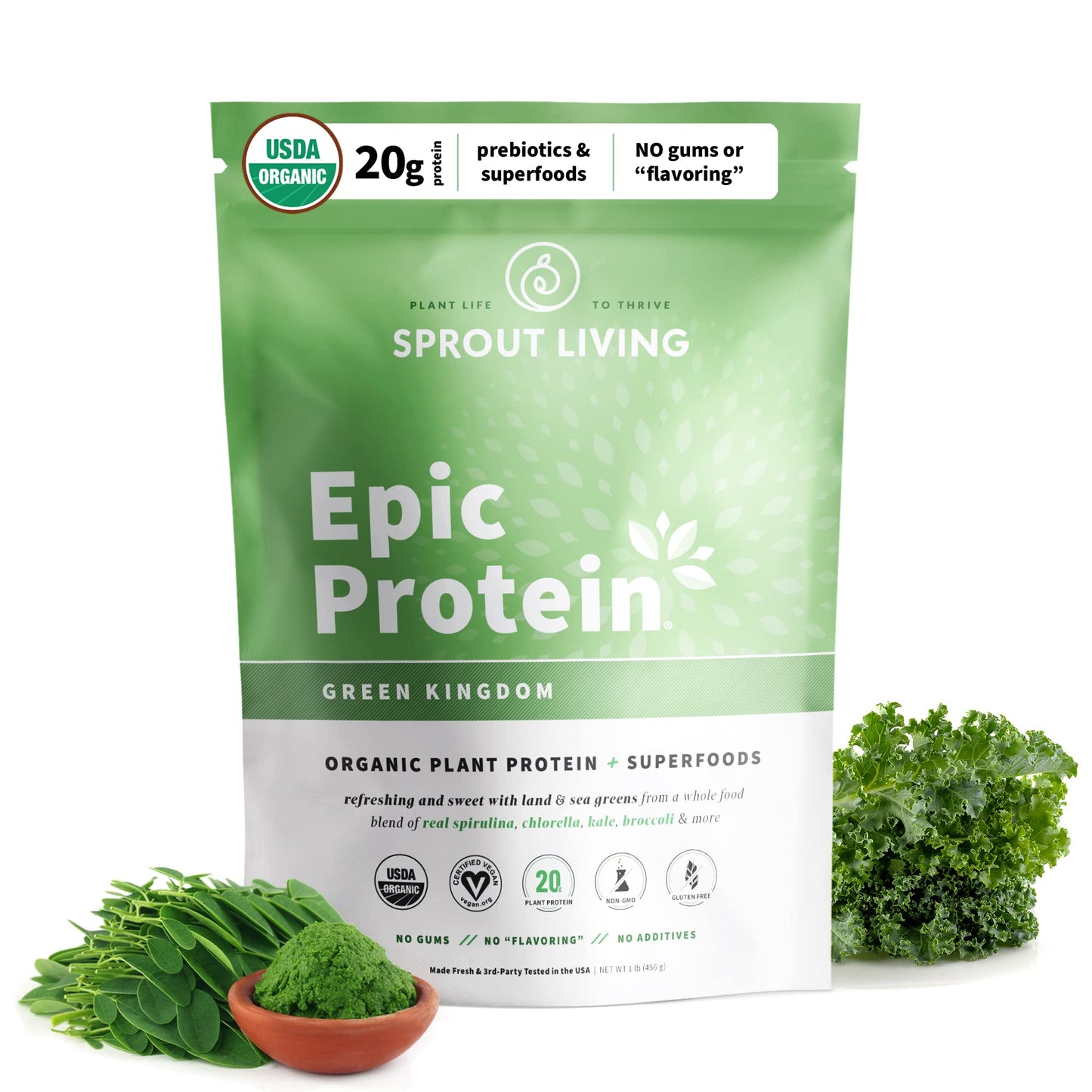Sprout Living Epic Protein Powder Green Kingdom, 16 Servings