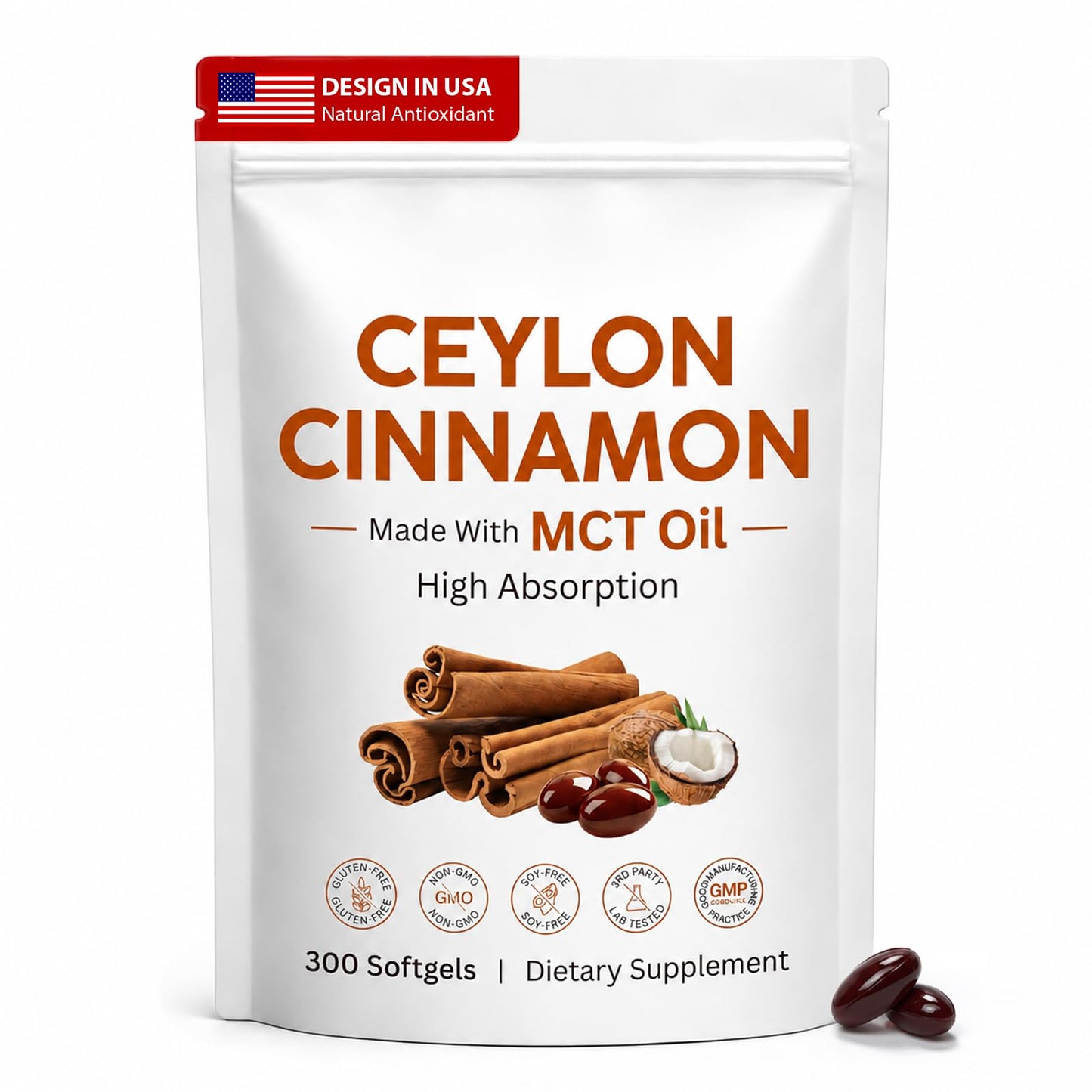 Peesnb Ceylon Cinnamon Softgels with MCT Oil 300 Count