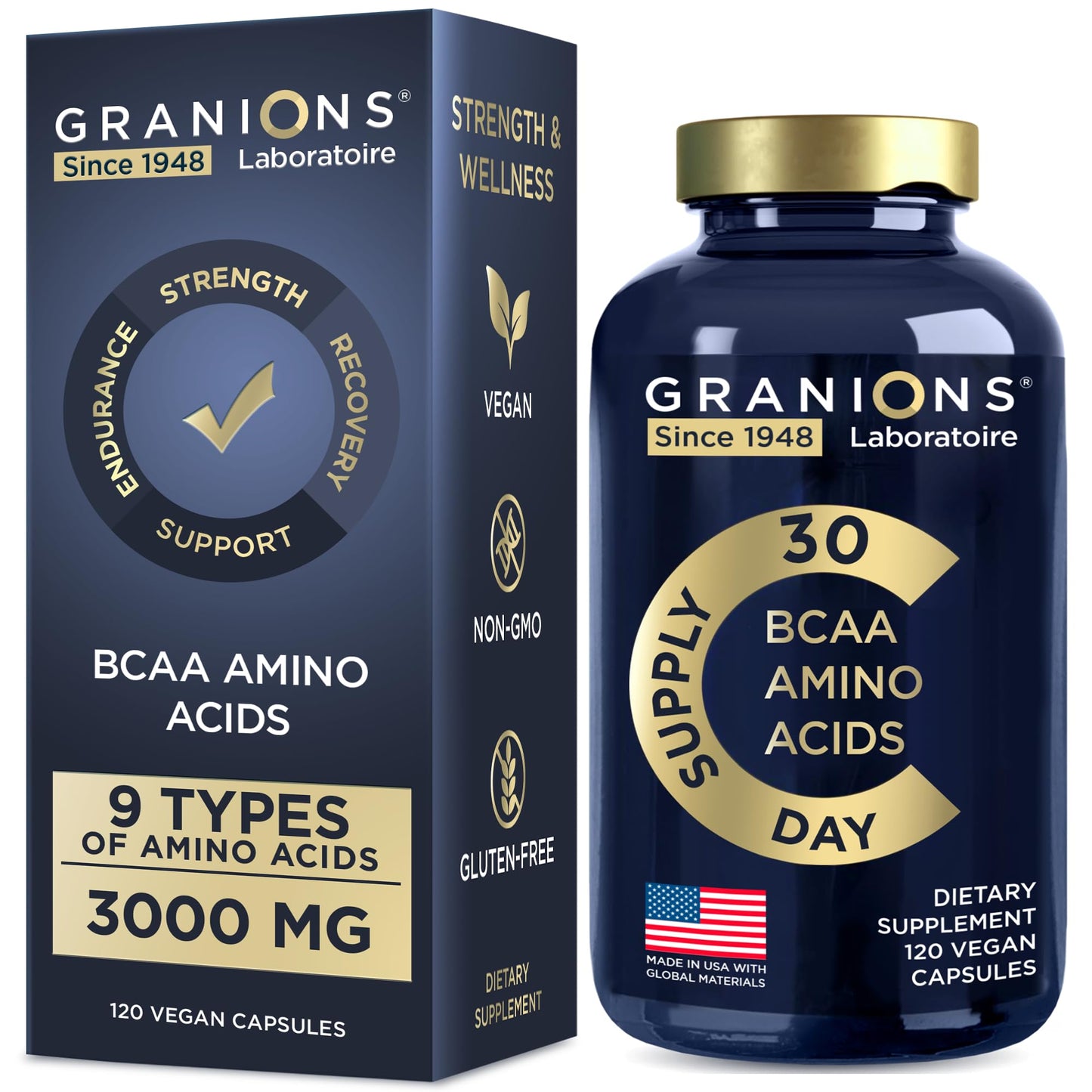 Granions Essential Amino Acids BCAA Capsules 120 Count