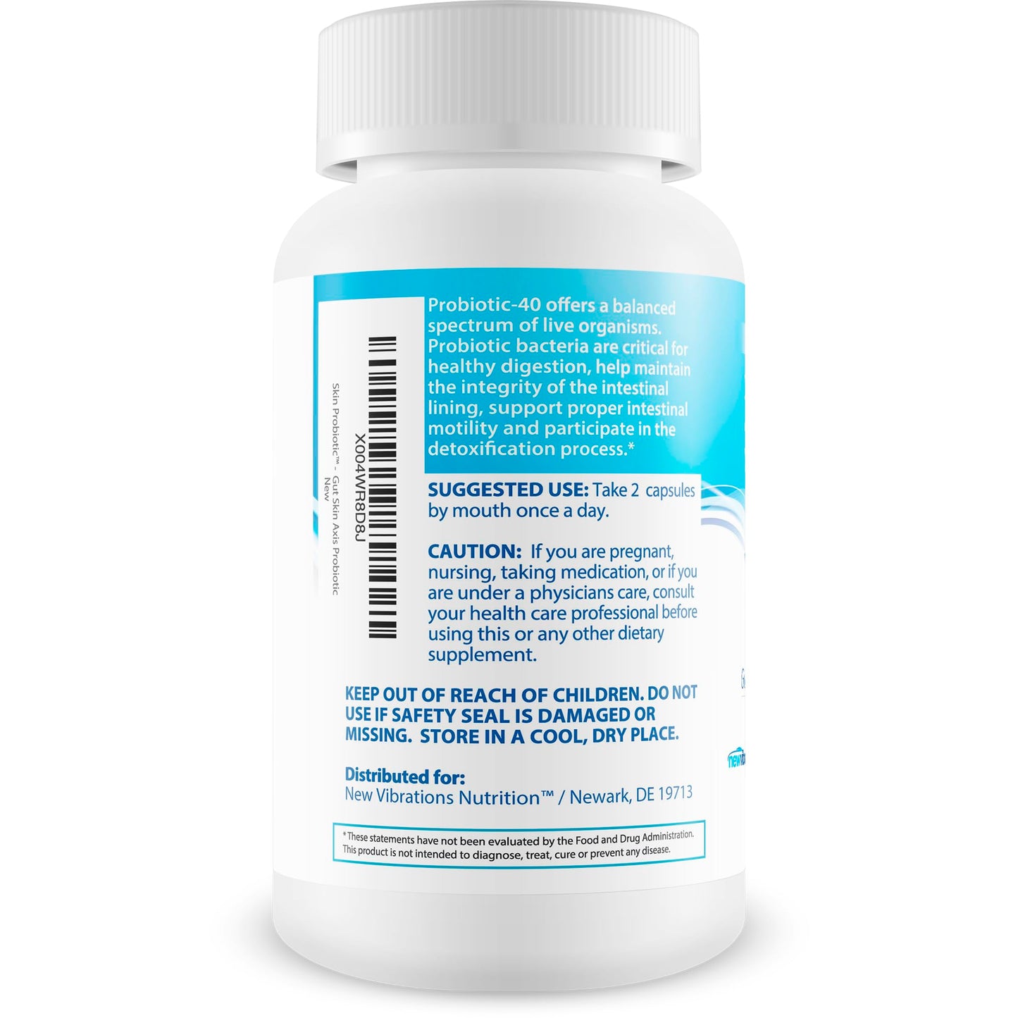 New Vibrations Nutrition Skin Probiotic Capsule, 60 Count