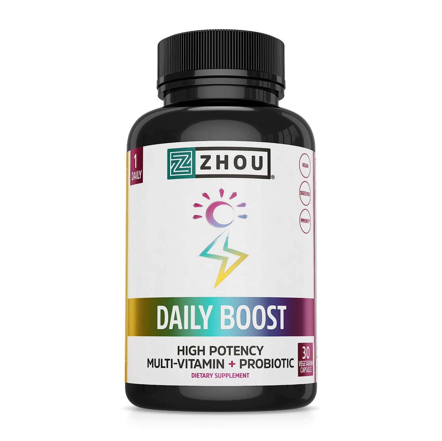 ZHOU Daily Boost Probiotic Multivitamin for Women & Men, 30 Capsules
