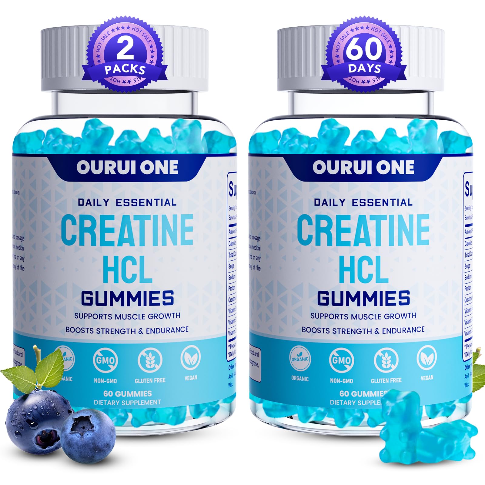 ourui one Creatine HCL Gummies 2000mg, 120 Gummies