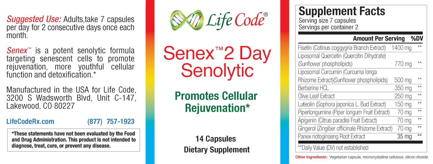 Life Code Senex 2 Day Senolytic Complex Capsule, 14 Count