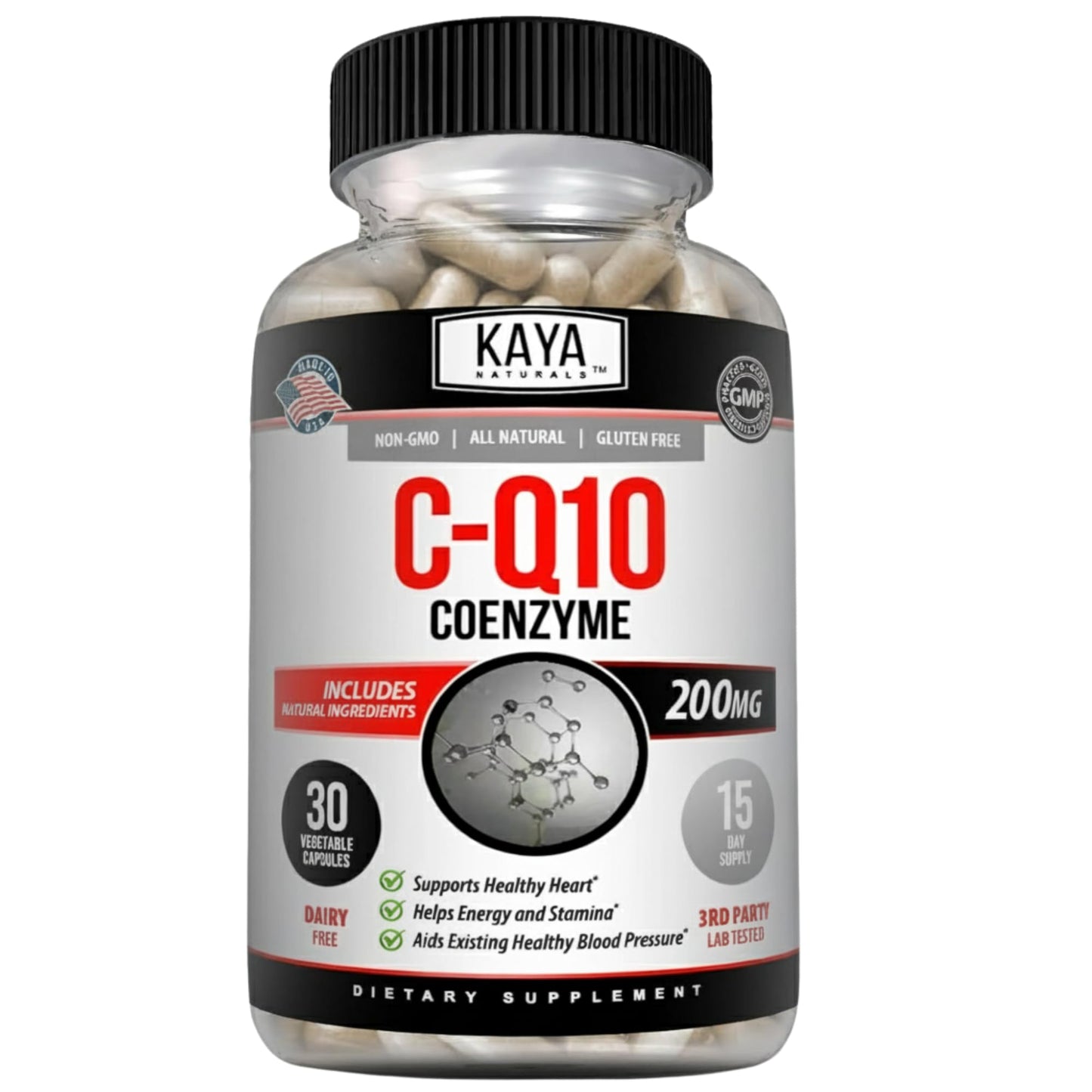 Kaya Naturals CoQ10 Power Antioxidant Supplement for Vascular, Heart Health, Healthy Blood Pressure Levels, and Immune Function - Restores Daily Cellular and Energy Production Capsules 30