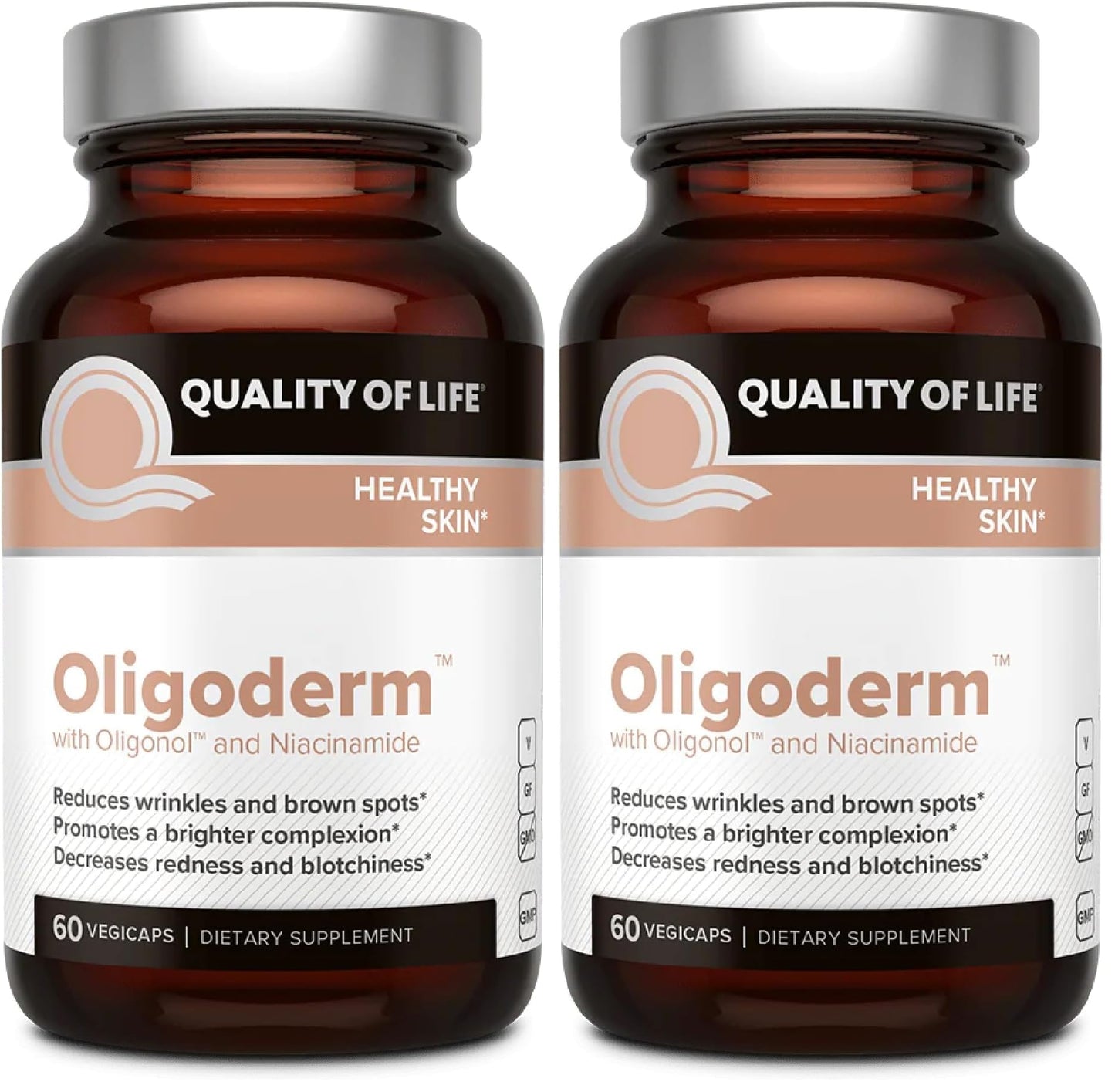 Quality of Life Oligoderm Premium Skin Support Supplement Featuring Oligonol and Niacinamide Capsule, 120 Capsules