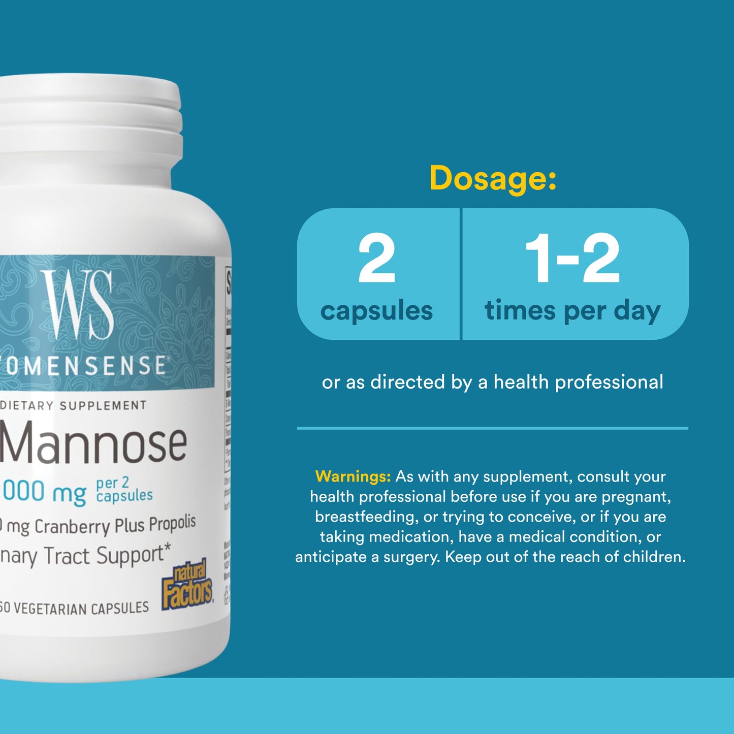 Natural Factors WomenSense D-Mannose with Cranberry Plus Propolis 60 Capsules