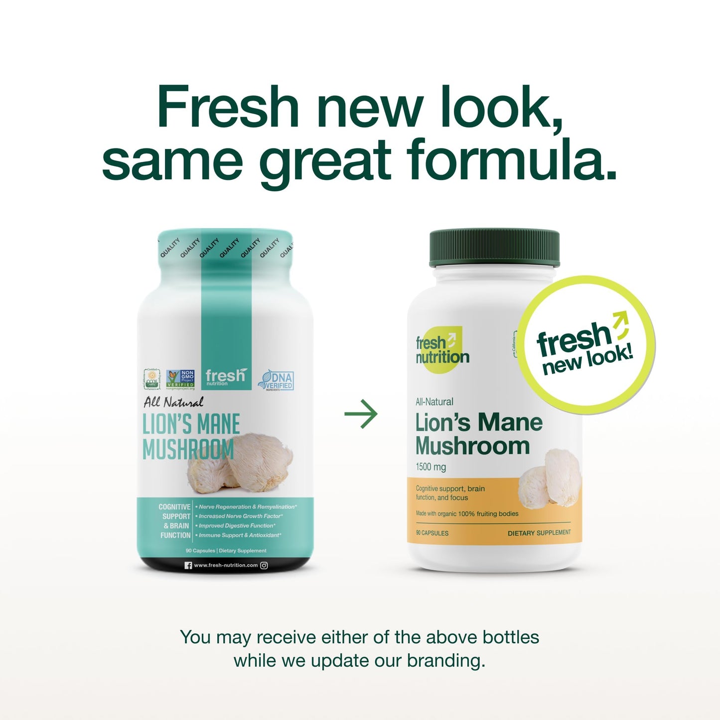 Fresh Nutrition Lions Mane Mushroom Capsules 90 Count