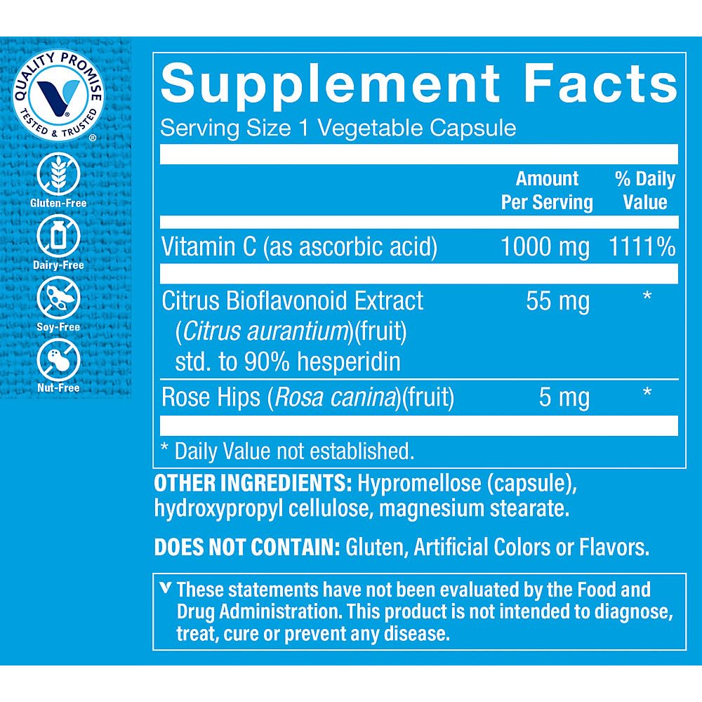 The Vitamin Shoppe C-1000 Complex 1,000MG Antioxidant that Supports Immune & Cardiovascular Health, Vegetarian Capsules, 100 Count