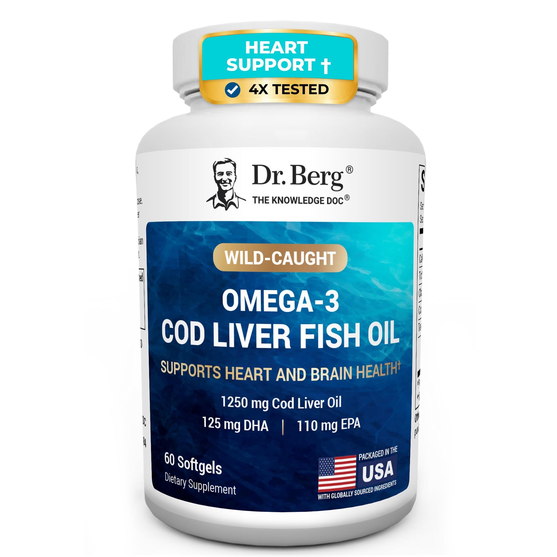 Dr. Berg Nutritionals Omega-3 Cod Liver Fish Oil Softgels 60