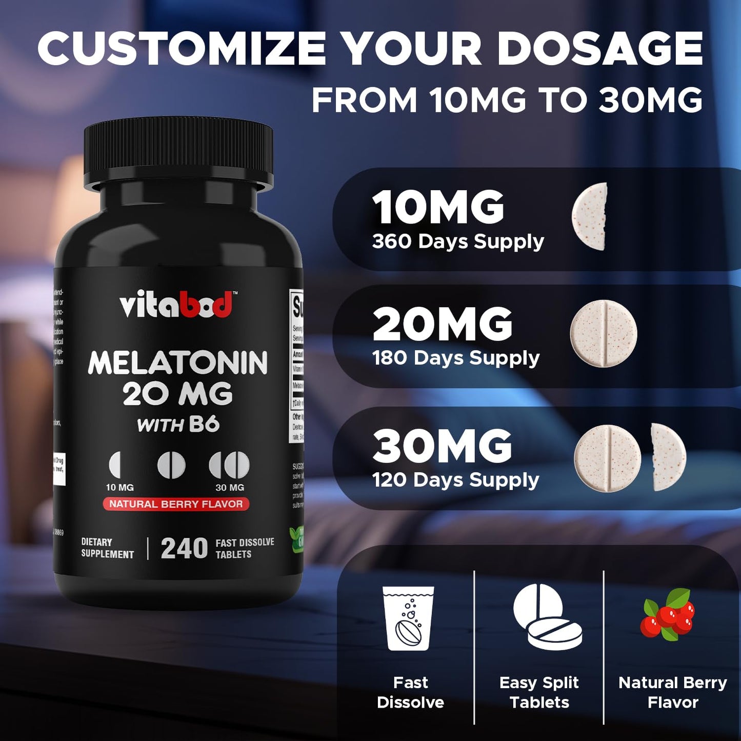 Vitabod Melatonin 20 mg Tablets 720