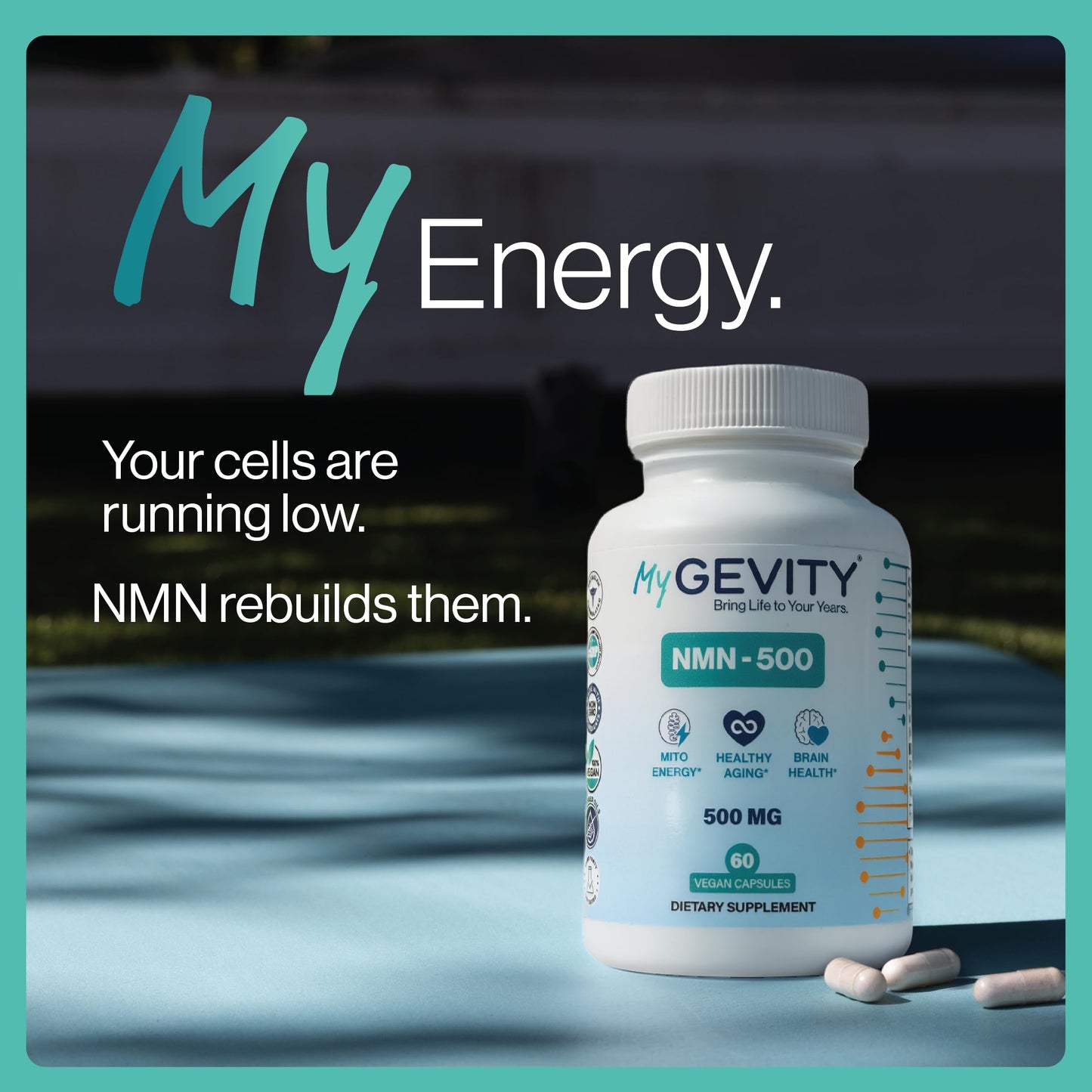 MyGevity NMN 500mg Nicotinamide Mononucleotide Capsules, 60 Capsules