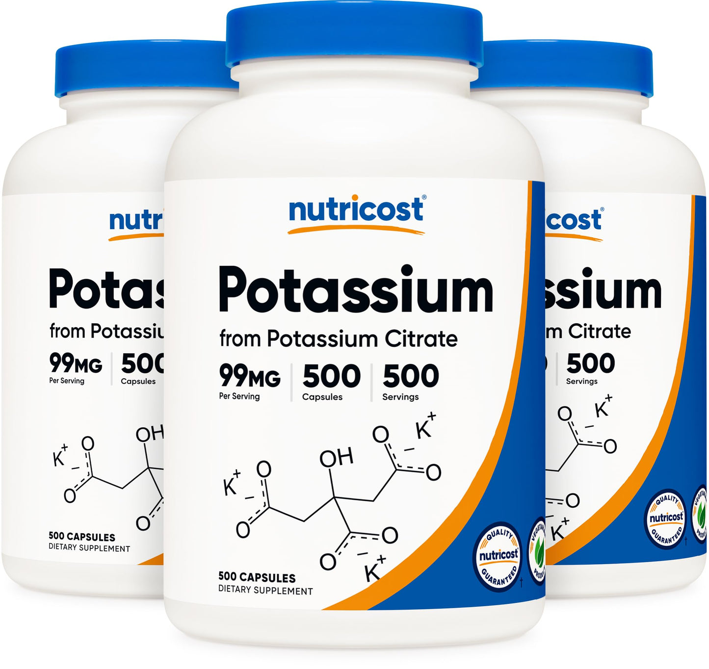 Nutricost Potassium Citrate 99mg Capsules, 500 Capsules, 3 Bottles