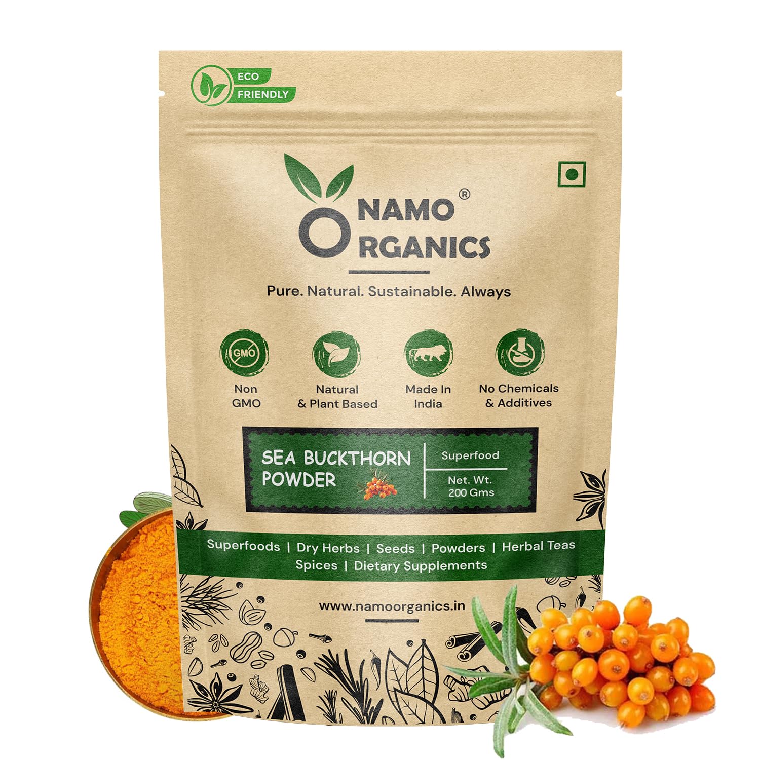 Namo Organics Sea Buckthorn Berry Powder 7.05 oz