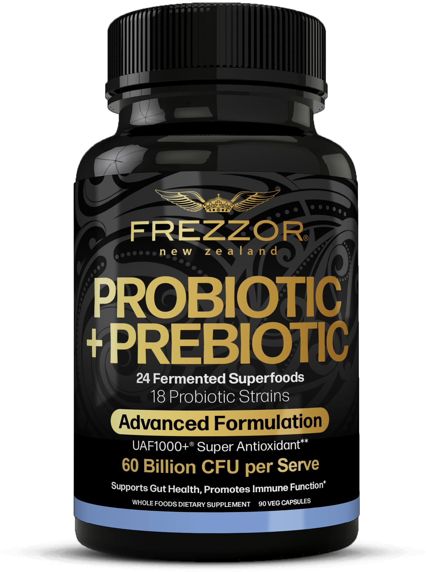 FREZZOR Probiotic + Prebiotic Softgel, 60 Billion CFUs, 18 Strains, Digestive Health, 90 Count