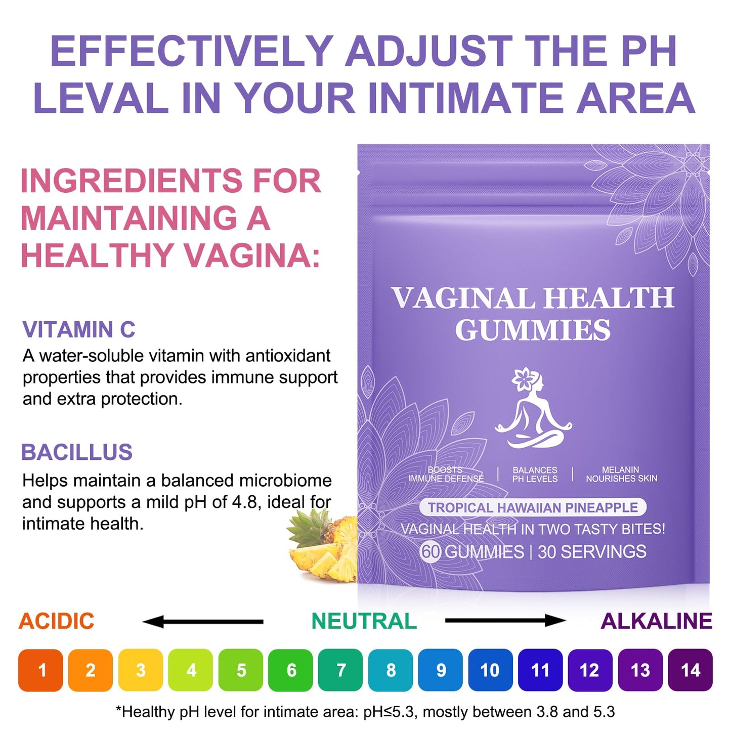 Ruduwu Premium Feminine Balance Probiotics Gummies, 60 Count