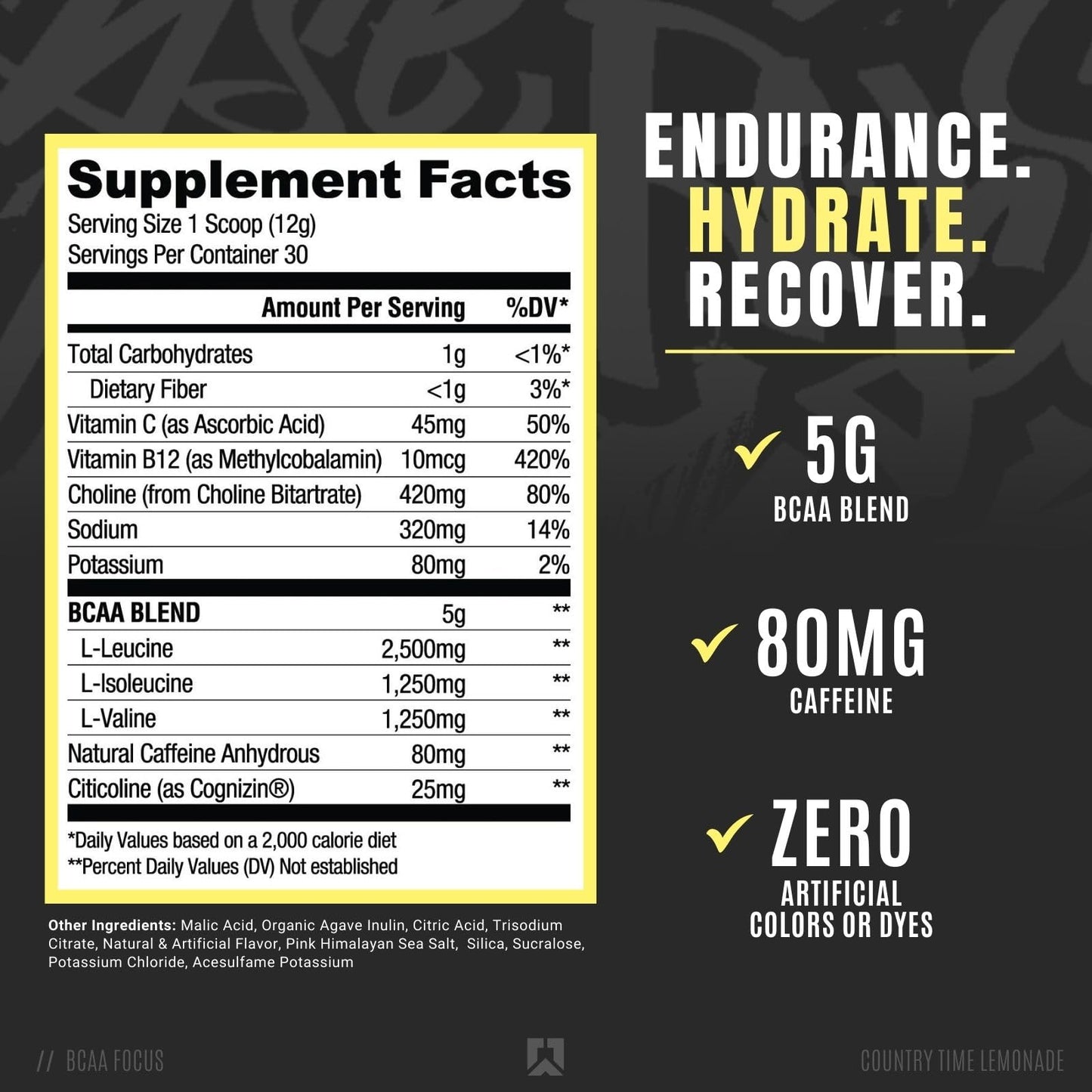 RYSE Up Supplements BCAA Focus Powder, 12.06 Ounce