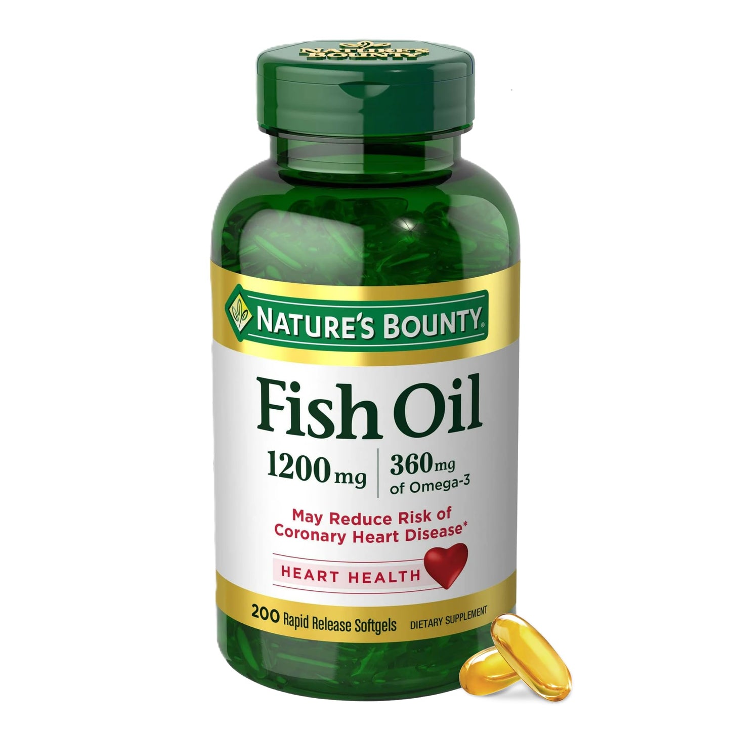 Nature's Bounty Fish Oil Omega-3 Supplements Softgels 200