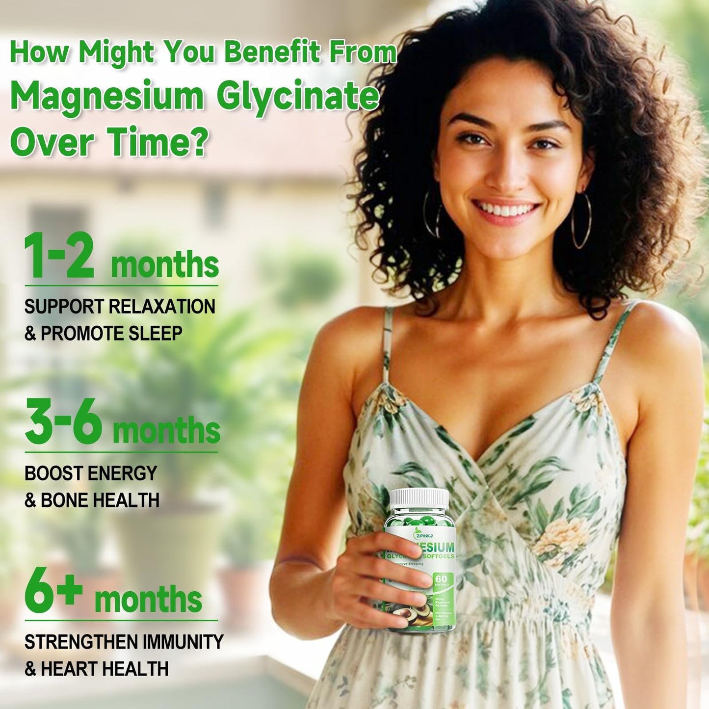 ZIPINKJ Magnesium Glycinate 400mg Softgels 120 Count
