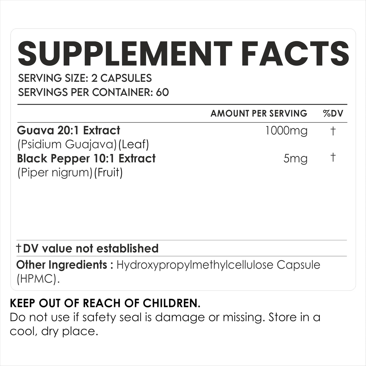 AMALTH Guava Leaf Extract Capsule 1000 mg, 1 Capsule