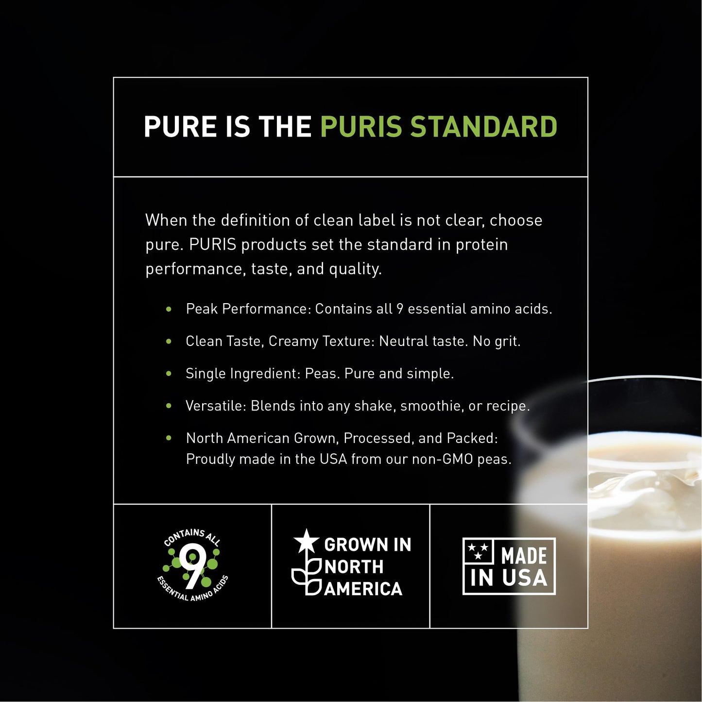 PURIS Pea Protein Powder, 27g Per Serving, 80 Servings, 5 lb Tub, Unflavored