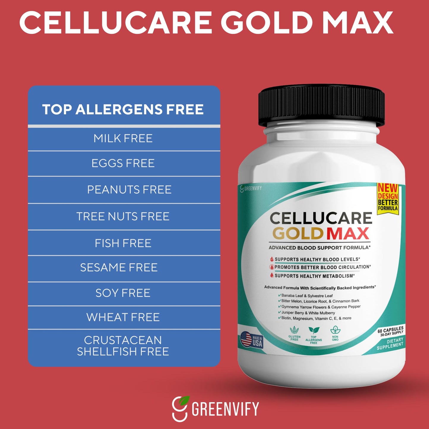 Cellucare Gold Max Advanced Blood Support Formula Capsules, 300 Count