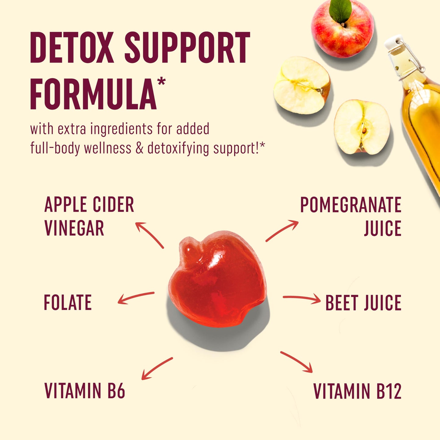 MAV NUTRITION Organic Apple Cider Vinegar Gummies, 1000mg ACV per Serving, With The Mother, Vitamin B6, B12 & Folate, Vegan, Gluten-Free, 60 Gummies