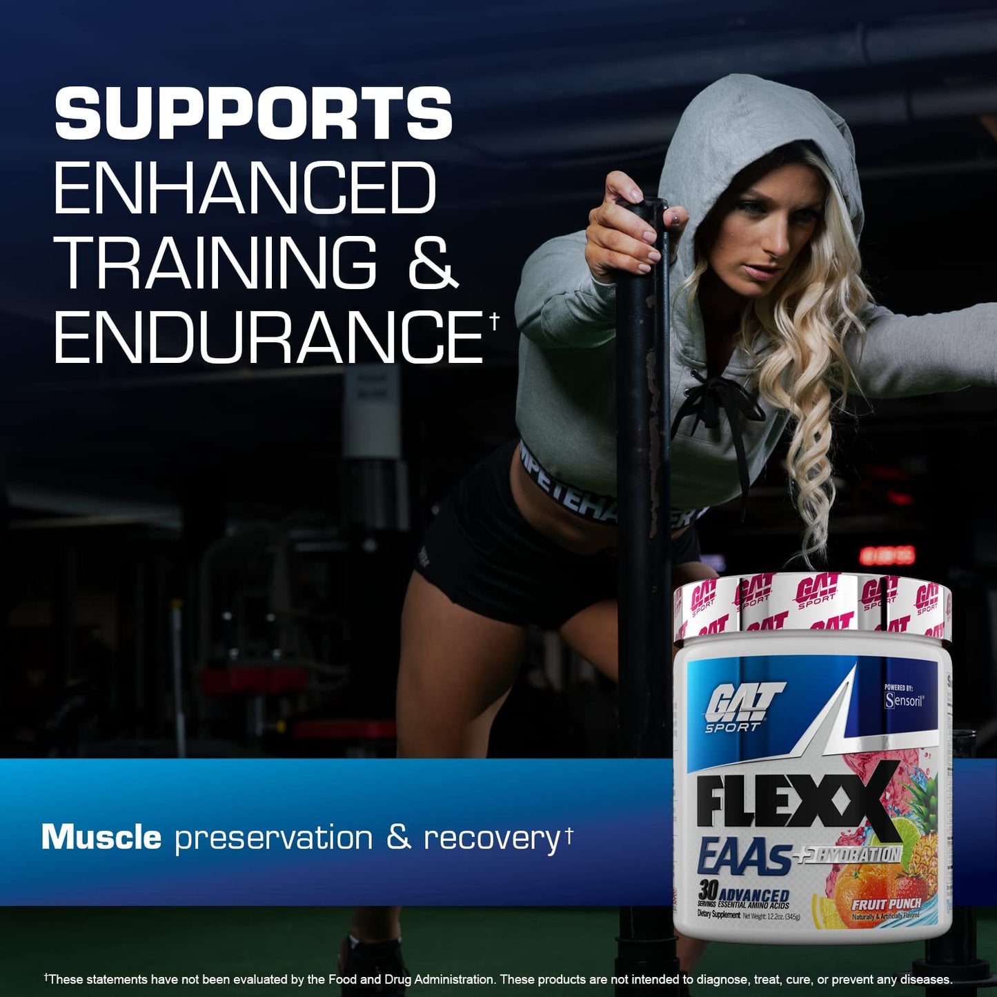 GAT SPORT Flexx EAAs + Hydration, Advanced Essential Amino Acids Powder 12.2 oz