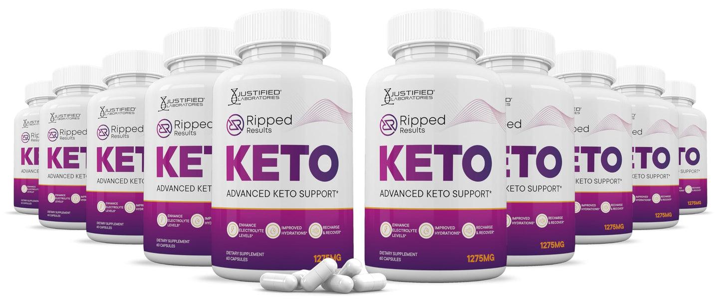 Justified Laboratories Ripped Reults Keto ACV Pills 1275MG Keto Support Blend 600 Capsules