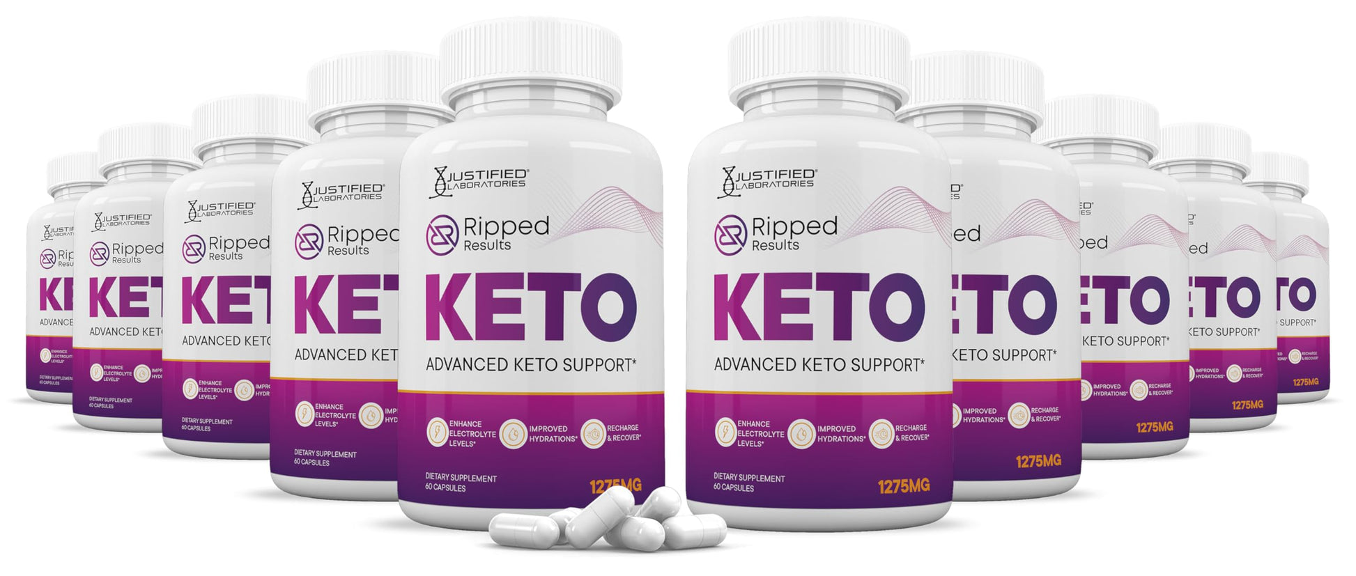 Justified Laboratories Ripped Reults Keto ACV Pills 1275MG Keto Support Blend 600 Capsules