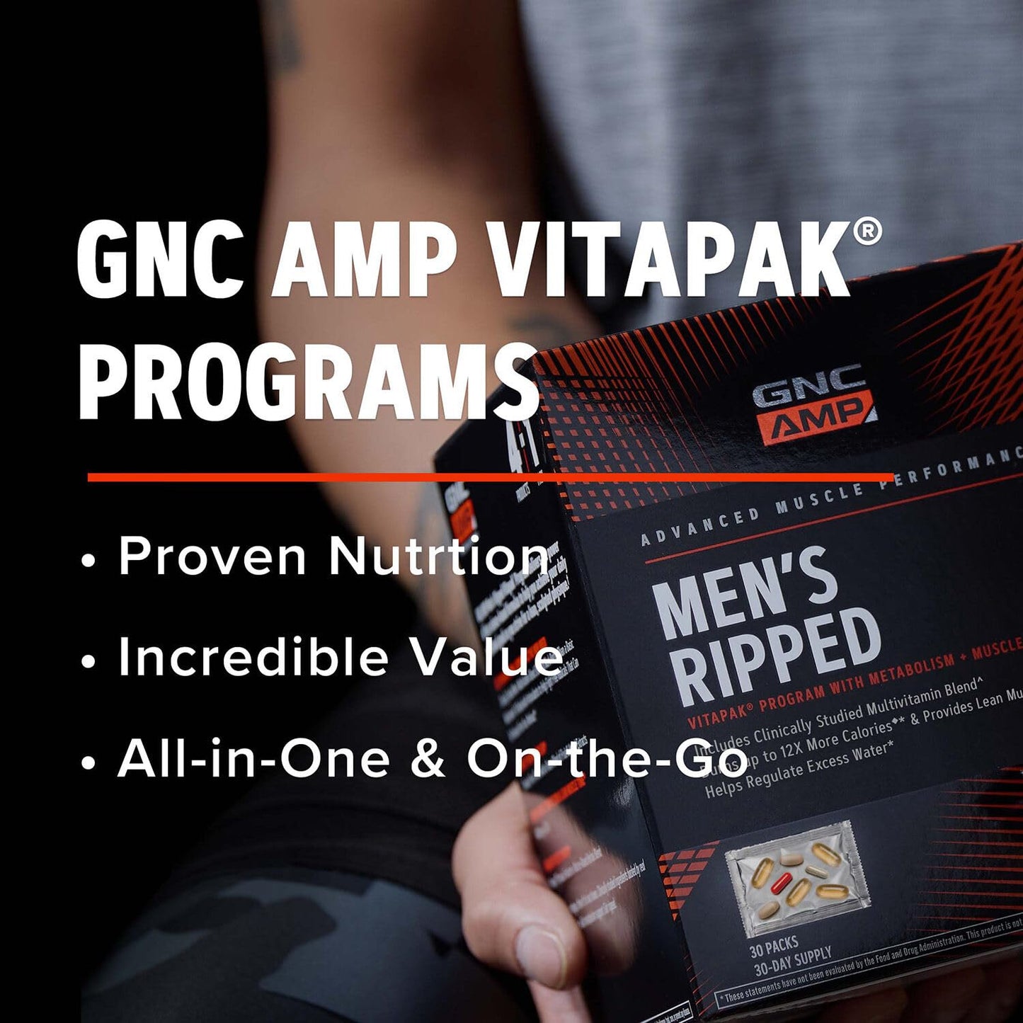 GNC AMP Men’s Ripped Vitapak Program Tablets, 30 Count