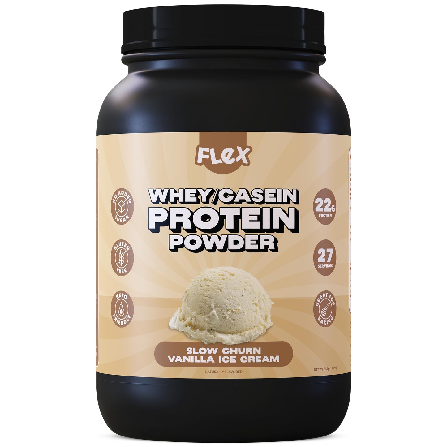 Flexible Dieting Lifestyle Flex Whey Protein Powder Slow Churn Vanilla Ice Cream 32