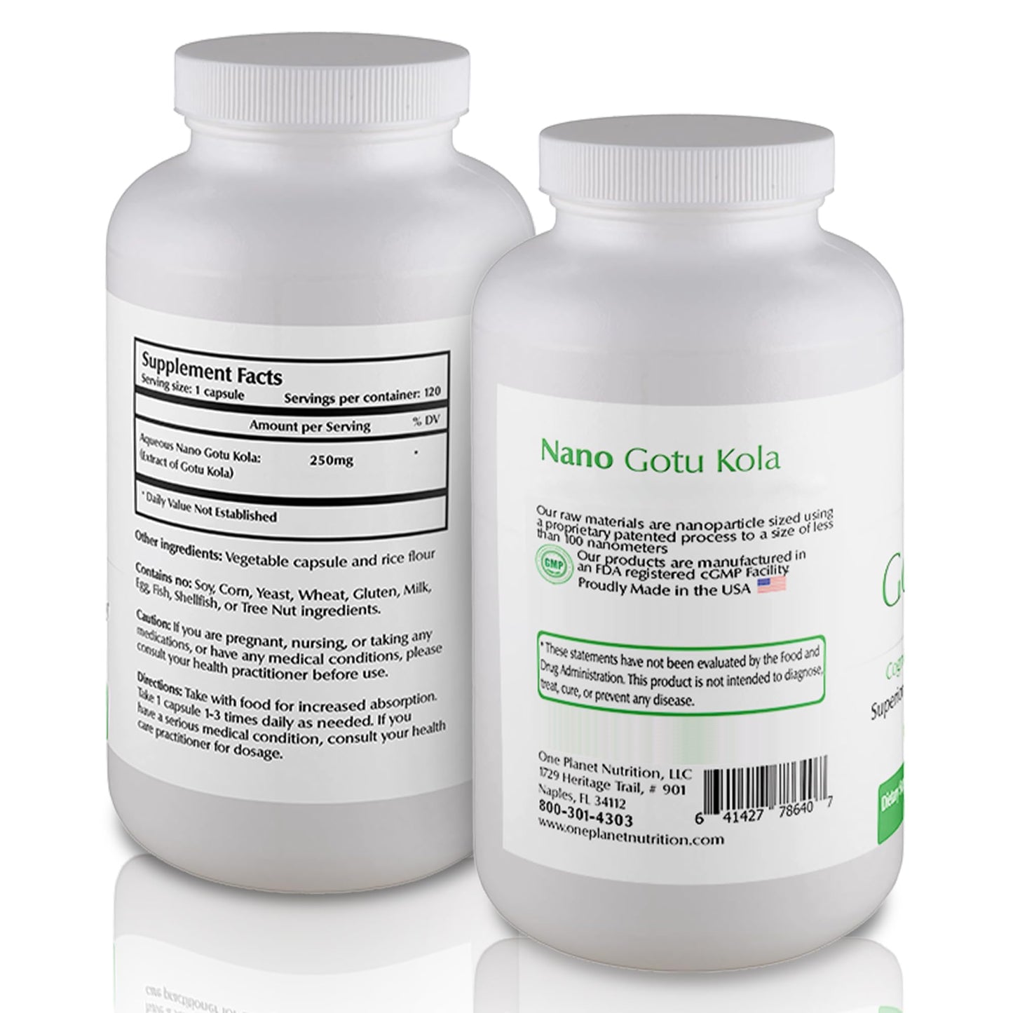 One Planet Nutrition Nano Gotu Kola 250 mg Veggie Capsules, 1 Count