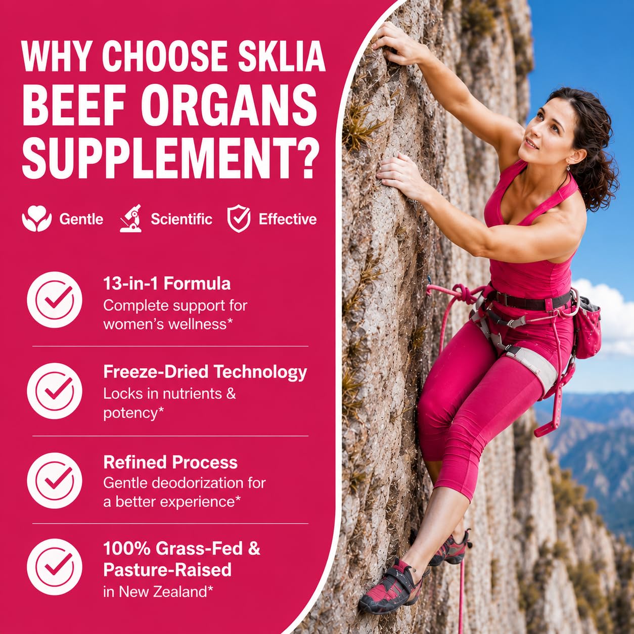 SKLIA Beef Organ Supplement for Women Capsules 120 Count