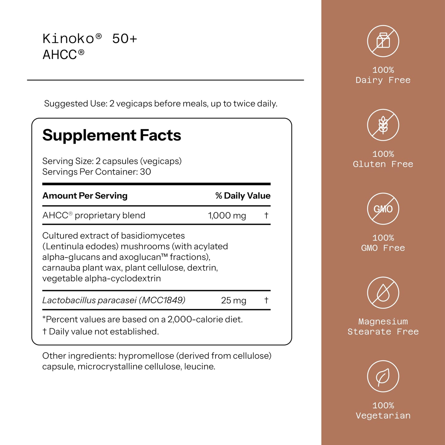 Quality of Life AHCC 50+ Featuring AHCC and Lac-Shield for Immune Support Capsule 60 Count