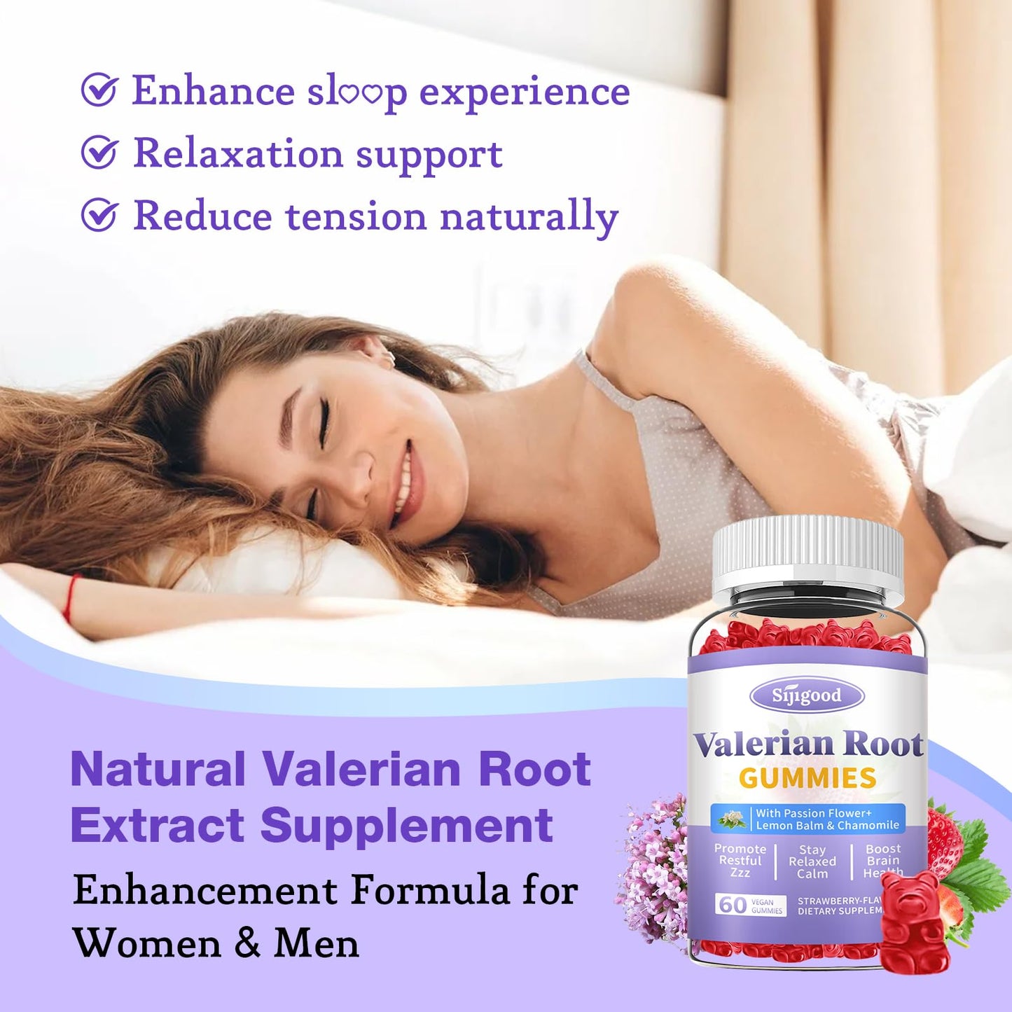 Sijigood Valerian Root Gummies, 60 Count