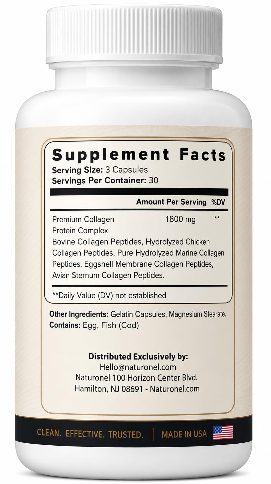 Naturonel Peptide Recovery & Growth - Advanced 157 Recovery Blend Collagen Peptides, Types I, II, III, V & X Capsule, 90 Count
