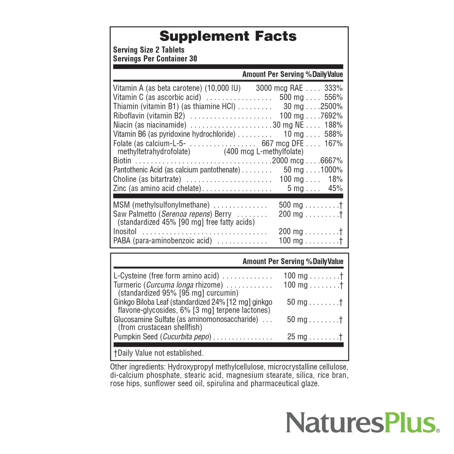 NaturesPlus Men's Ultra Hair Plus Sustained Release Tablets, 60 Count