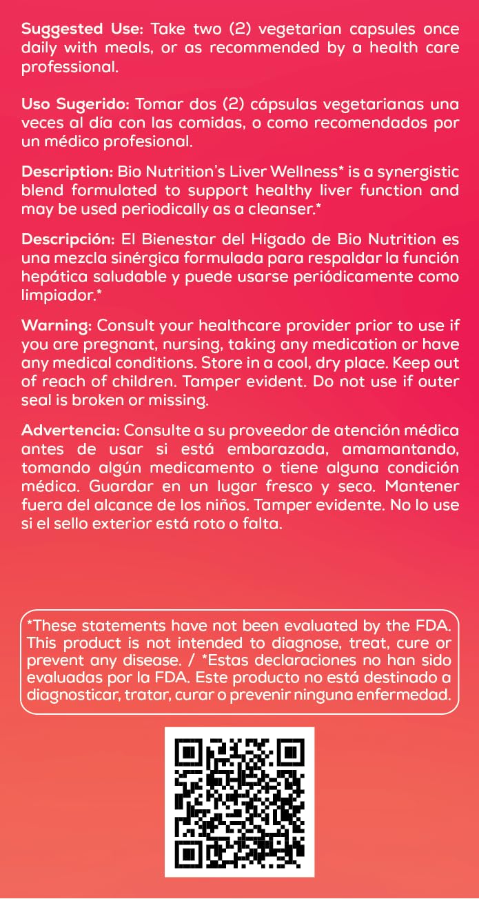 Bio Nutrition Liver Wellness Capsule 60 Count