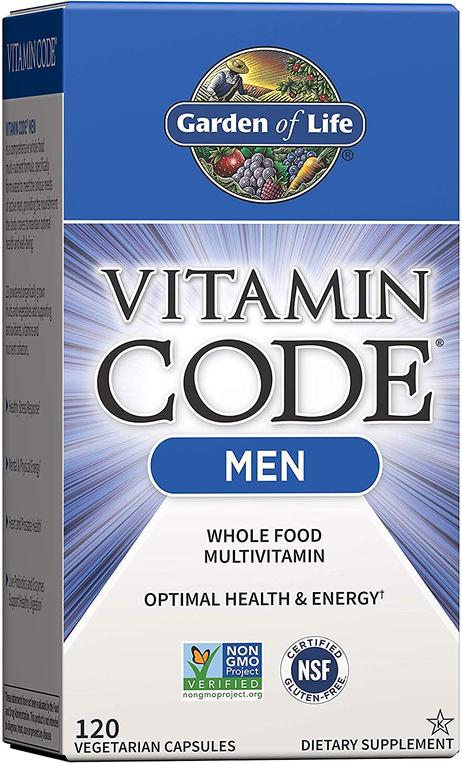 Garden of Life Vitamin Code Whole Food Multivitamin for Men, Fruit & Veggie Blend and Probiotics, Capsules, 120 Count