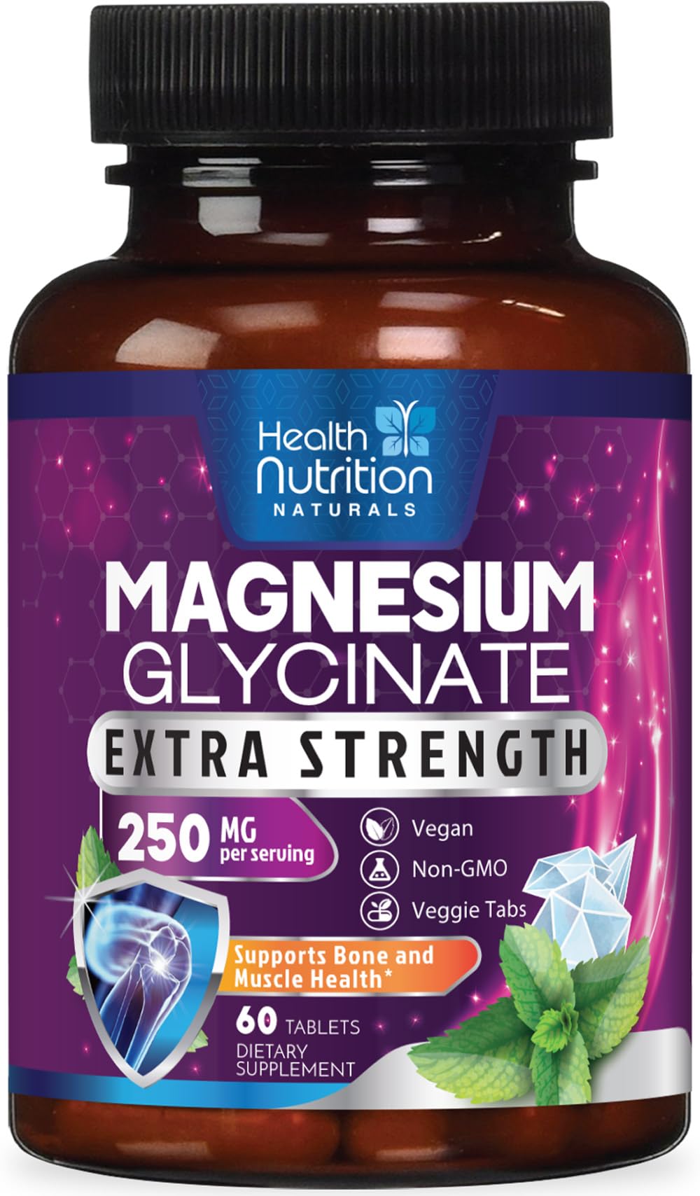 Health Nutrition Naturals Magnesium Glycinate 250mg Tablets 60 Count