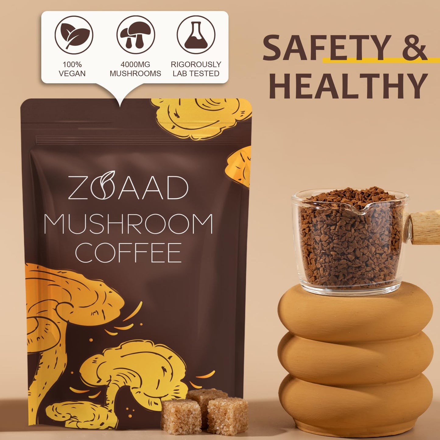 ZOAAD Mushroom Coffee Powder, 6.35 oz