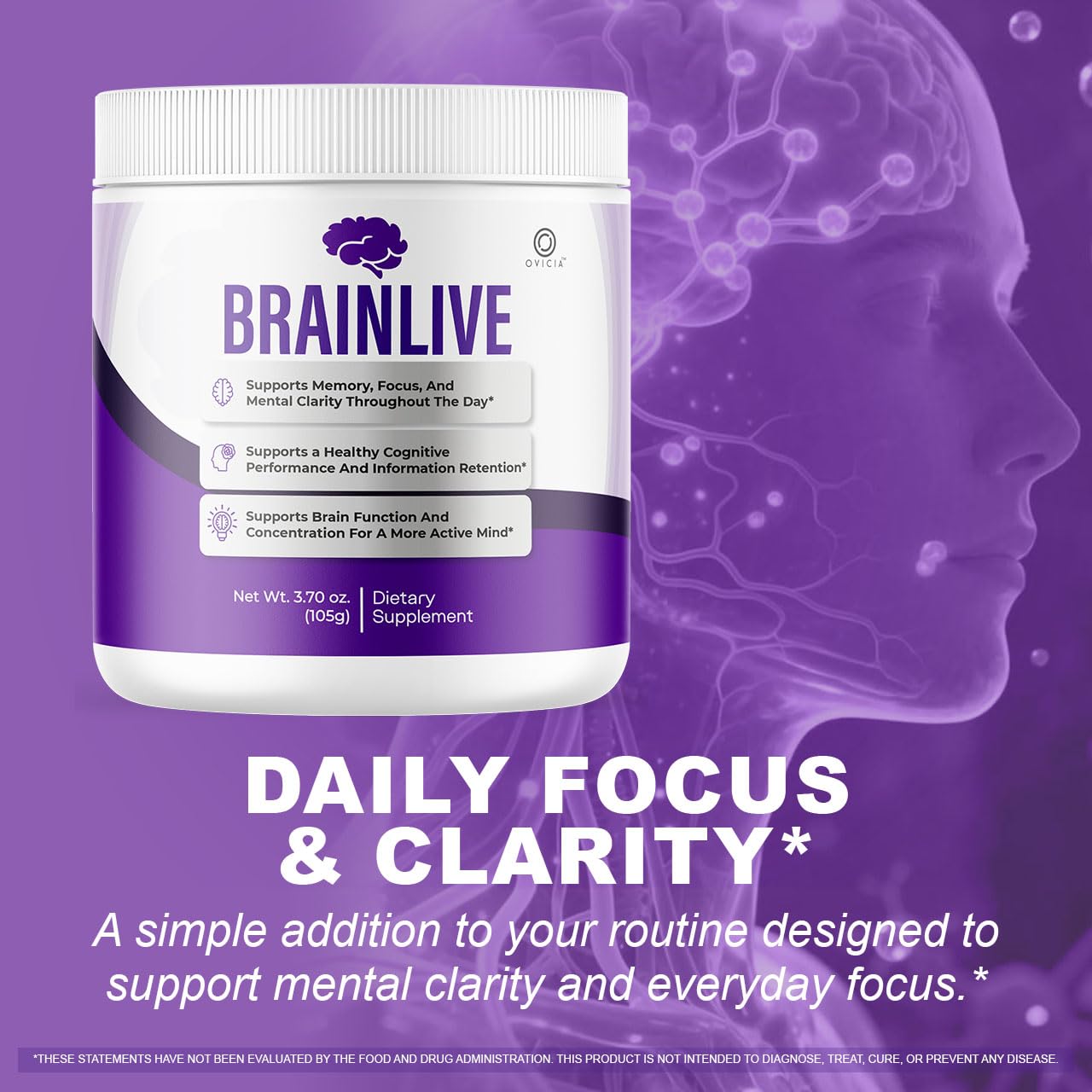 OVICIA Brainlive Powder 7.4 Ounces